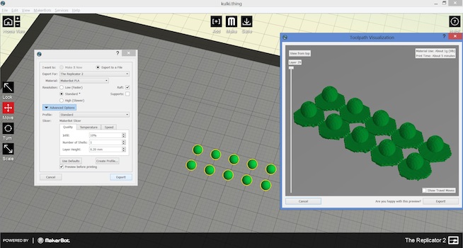 funkcja raft w programie makerbot makerware